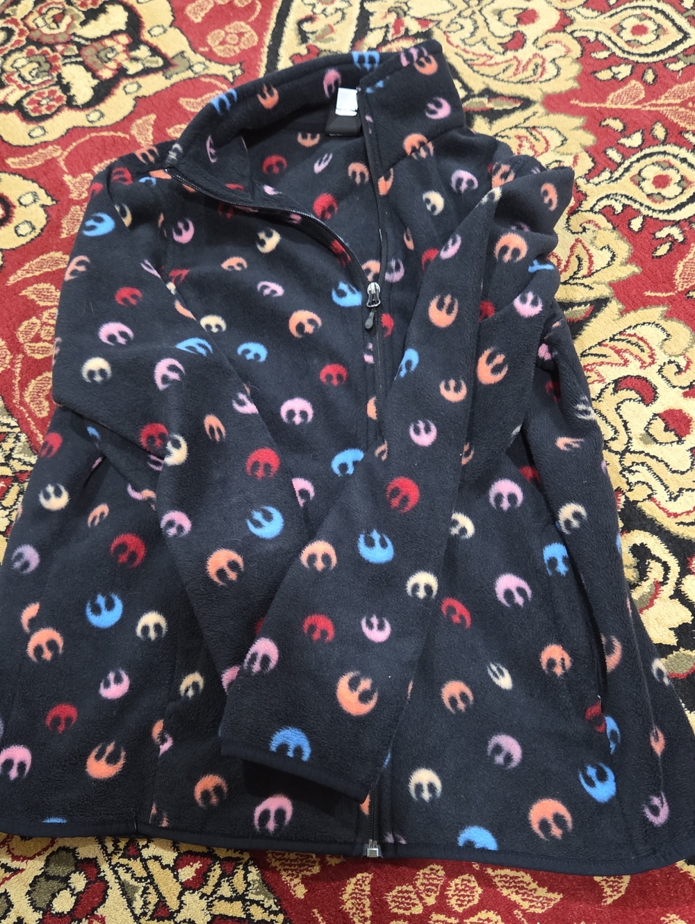 Star Wars Black Fleece Jacket with Multicolored Rebel Emblems